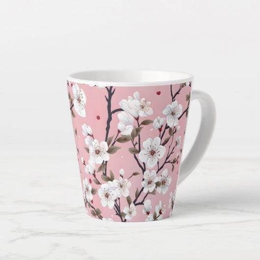 Romantic Springtime Cherry Blossoms Japandi Floral Milchtasse (Rechte Ecke)