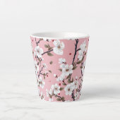 Romantic Springtime Cherry Blossoms Japandi Floral Milchtasse (Vorderseite)