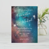 Romantic Star Lit Sky Wedding Einladung (Stehend Vorderseite)