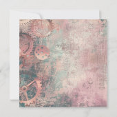 Romantic Steampunk Gears Wedding Invitation Einladung (Rückseite)