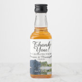 Romantic Steel Blue Rose Wedding Danke Mini Alkoholflaschenetikett (Vorderseite)