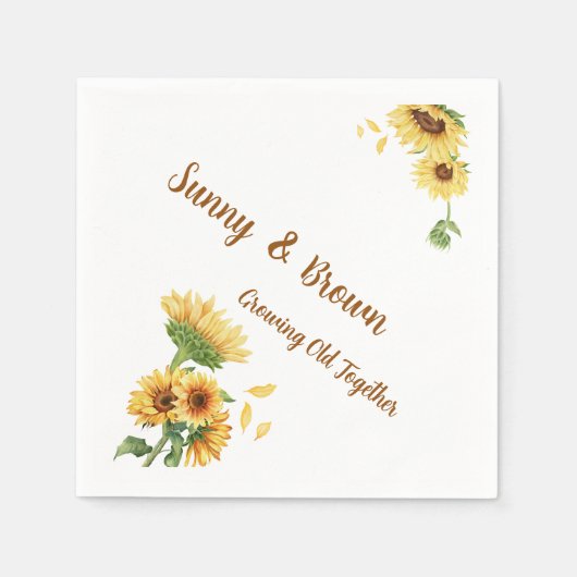 Romantic Sunflower Rustic Yellow Funny Wedding Serviette (Vorderseite)