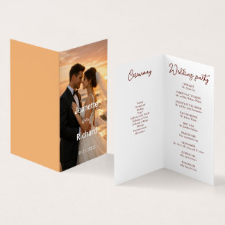 Romantic Sunset Beach Wedding Vows Program