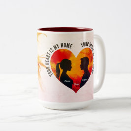 Romantic Sunset Couple Your Heart My Home Mug Zweifarbige Tasse