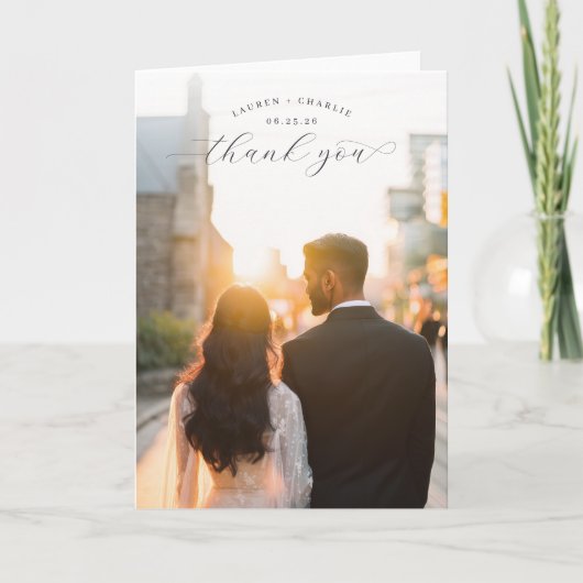 Romantic Sunset Photo Dankeskarte (Vorderseite)