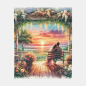 Romantic Sunset Porch View Illustration Fleecedecke (Vorderseite)