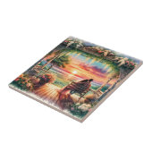 Romantic Sunset Porch View Illustration Fliese (Seite)