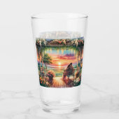 Romantic Sunset Porch View Illustration Glas (Rückseite)