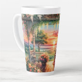 Romantic Sunset Porch View Illustration Milchtasse (Linke Ecke)