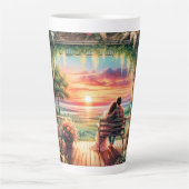 Romantic Sunset Porch View Illustration Milchtasse (Vorderseite)