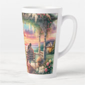 Romantic Sunset Porch View Illustration Milchtasse (Rechts)