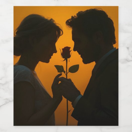 Romantic Sunset Silhouette Weinetikett (Einzelnes Label)