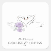 Romantic Swan Couple Heart Floral Wedding Stickers (Vorderseite)