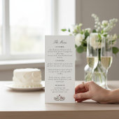 Romantic Swan Heart Calligraphy Menu Card Design Menükarte