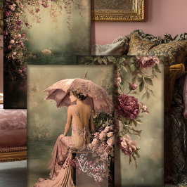 Romantic Swan Lake 1920's Vintage Flapper & Floral Geschenkpapier Set