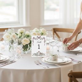 Romantic Swans & Bow Table Number card Tischnummer