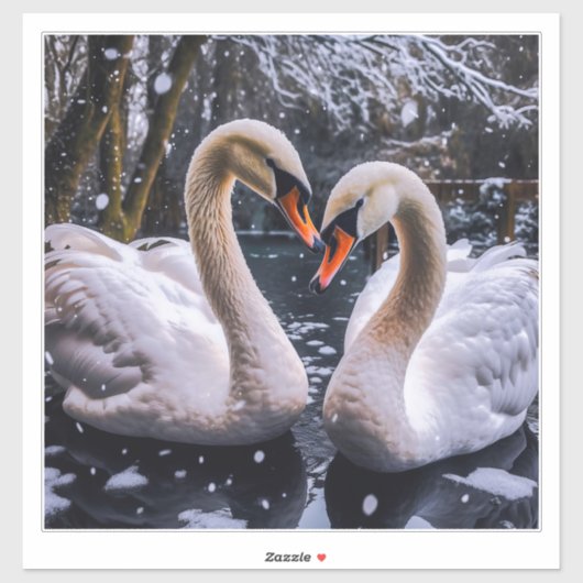 Romantic Swans in a Winter Wonderland Aufkleber (Blatt)