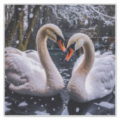 Romantic Swans in a Winter Wonderland Aufkleber (Vorderseite)