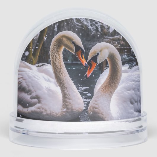 Romantic Swans in a Winter Wonderland Schneekugeln (Vorderseite)