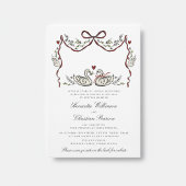 Romantic Swans with Hearts Woodland Wedding Card Einladung