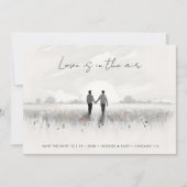 Romantic Sweet Cute Wildflowers Field Gay Couple Save The Date (Vorderseite)