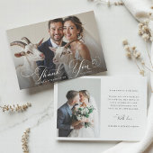 Romantic Swirly Calligraphy Wedding 2 Photo Dankeskarte