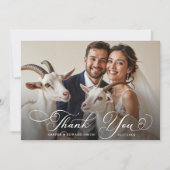 Romantic Swirly Calligraphy Wedding 2 Photo Dankeskarte (Vorderseite)