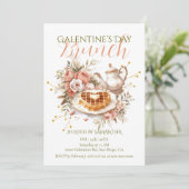 Romantic Tea Waffle Galentine Brunch Floral Charm Einladung (Stehend Vorderseite)
