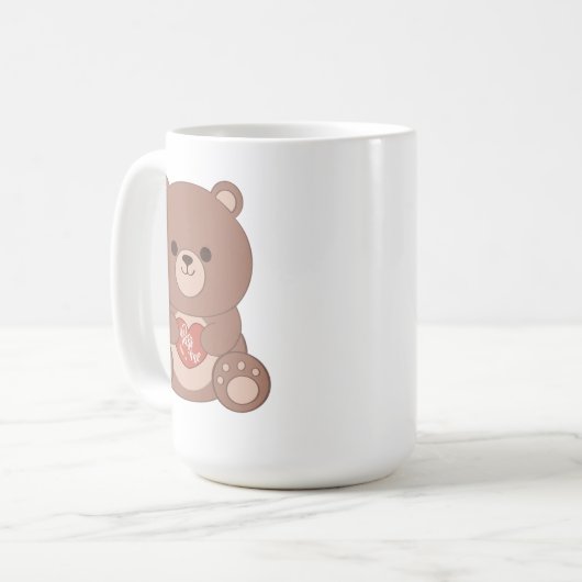 Romantic Teddy Bear & Hearts Mug Kaffeetasse (Vorderseite Links)
