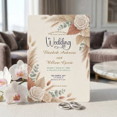 Romantic Terracotta Boho Chic Wedding Einladung