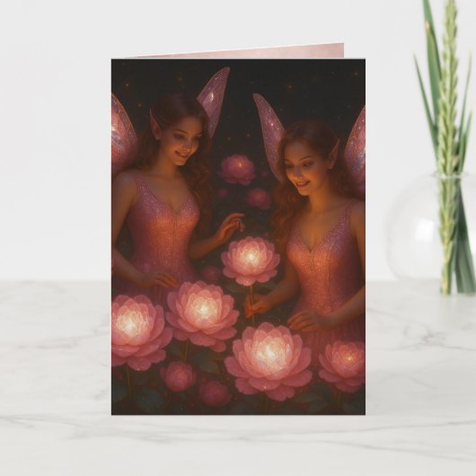 Romantic Thinking of You Love for Her Pink Lotus Karte (Vorderseite)