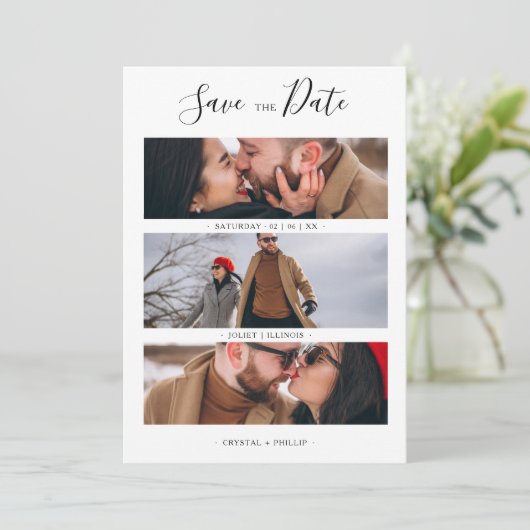 Romantic Three Wedding Engagement Photos Collage (Stehend Vorderseite)