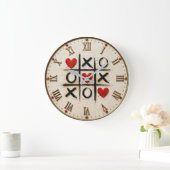 Romantic Tic Tac Toe Hearts Große Wanduhr (Zuhause)