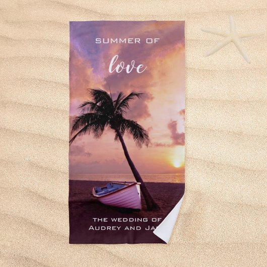 Romantic Tropical Beach Sunset Towel Strandtuch