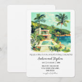 Romantic Tropical Island Wedding Einladung (Vorne/Hinten)