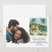 Romantic Tropical Island Wedding Einladung (Vorne/Hinten)