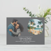 Romantic Tropical Island Wedding Einladung (Stehend Vorderseite)