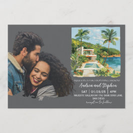 Romantic Tropical Island Wedding Einladung