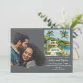 Romantic Tropical Island Wedding Einladung (Stehend Vorderseite)