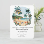 Romantic Tropical Island Wedding Einladung (Stehend Vorderseite)