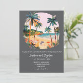 Romantic Tropical Island Wedding Einladung (Stehend Vorderseite)