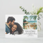 Romantic Tropical Island Wedding Einladung (Stehend Vorderseite)