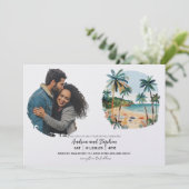 Romantic Tropical Island Wedding Einladung (Stehend Vorderseite)