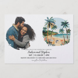 Romantic Tropical Island Wedding Einladung