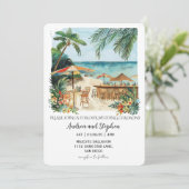 Romantic Tropical Island Wedding Einladung (Stehend Vorderseite)