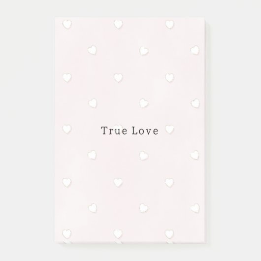 Romantic True Love White Hearts Pink Valentine Post-it Klebezettel (Vorderseite)