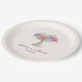 Romantic Tuscan Garden Urn with Flowers Wedding Pappteller (Schrägansicht)