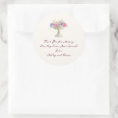 Romantic Tuscan Garden Urn with Flowers Wedding Runder Aufkleber (Tasche)