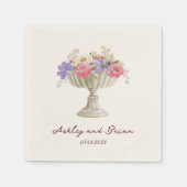 Romantic Tuscan Garden Urn with Flowers Wedding Serviette (Vorderseite)