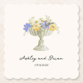 Romantic Tuscan Garden Urn with Flowers Wedding Untersetzer (Vorderseite)